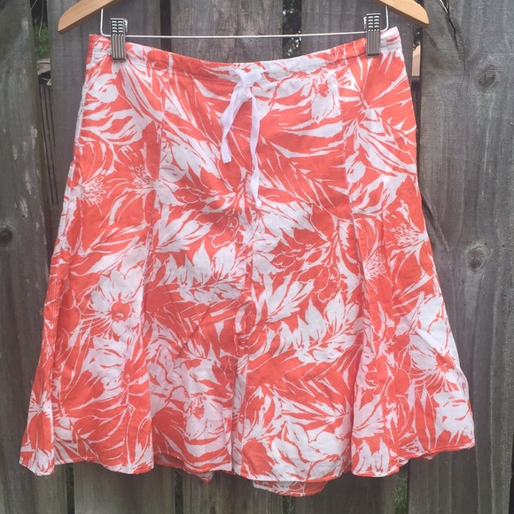 J. Crew Orange Floral Ribbon Detail A-line swing skirt Sz 6 EUC - Picture 1 of 6